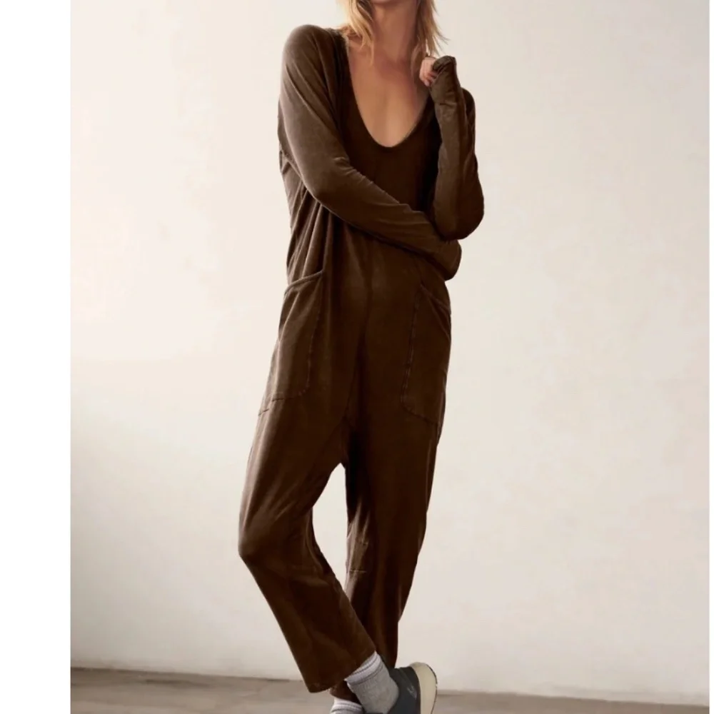 Free People Movement Long Sleeve Hot Shot Onesie in Dark Espresso sz Medium NWT - Picture 5 of 8